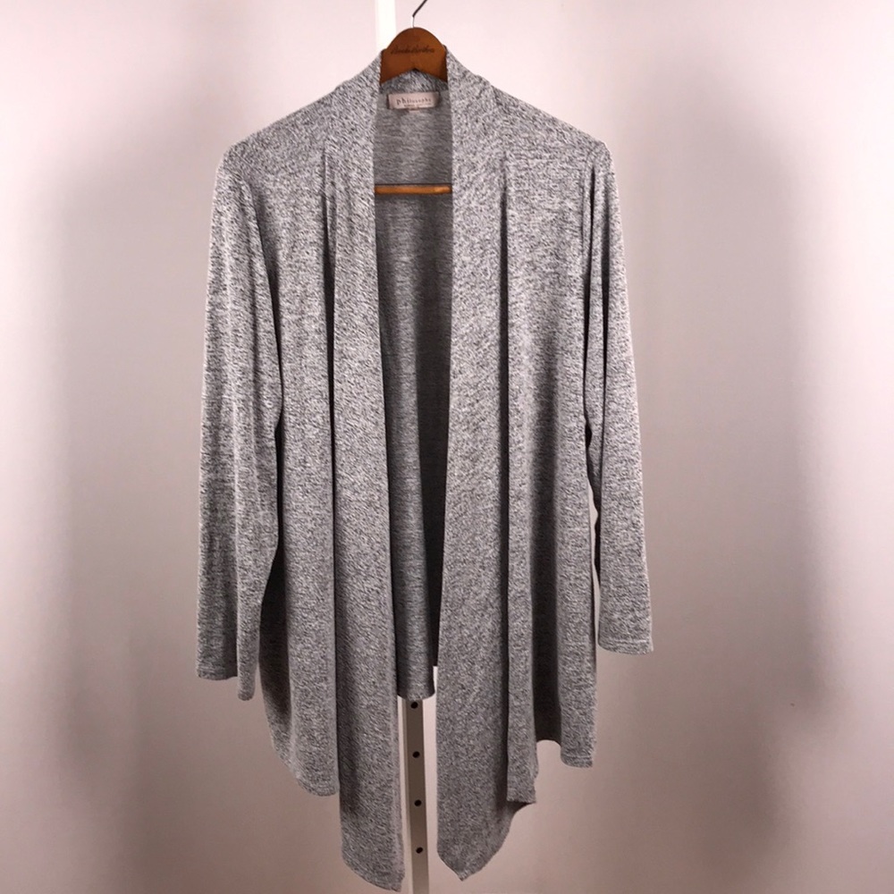 Philosophy light gray drapey open cardigan 3X